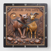 Panther Goat Close Up Friends Vierkante Klok (Voorkant)