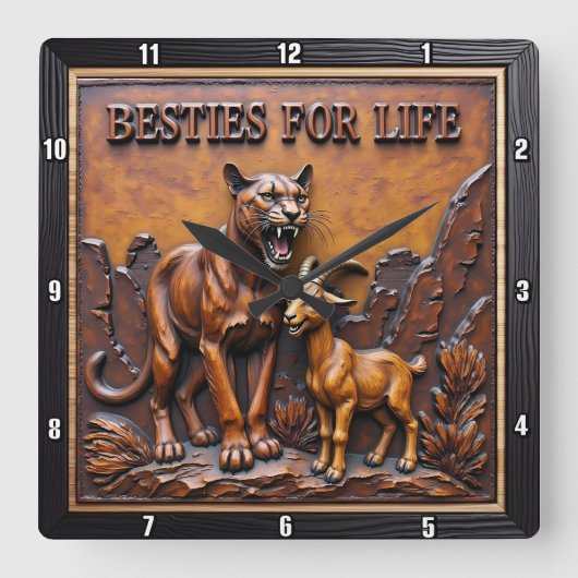 Panther Goat Dark Forest Vierkante Klok (Voorkant)