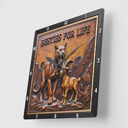 Panther Goat Dark Forest Vierkante Klok (Hoek)