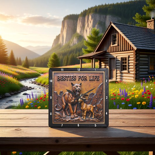 Panther Goat Dark Forest Vierkante Klok