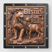 Panther Goat Dark Habitat Vierkante Klok (Voorkant)