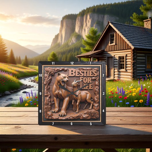 Panther Goat Dark Habitat Vierkante Klok