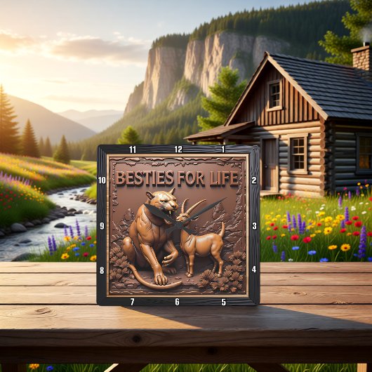 Panther Goat Detailed Animal Vierkante Klok