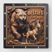 Panther Goat Scenic Mountain Vierkante Klok (Voorkant)