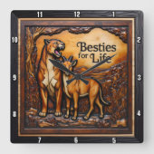 Panther Goat Textured Forest Vierkante Klok (Voorkant)