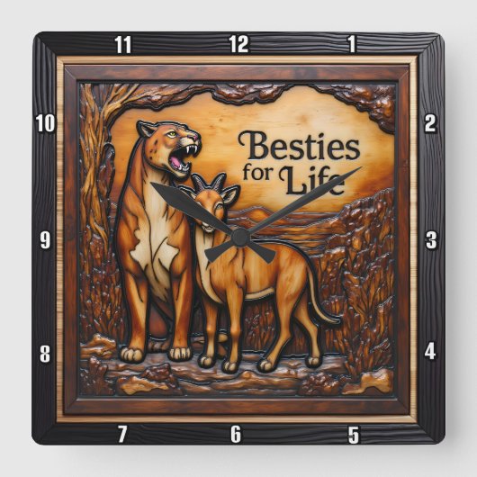 Panther Goat Textured Forest Vierkante Klok (Voorkant)