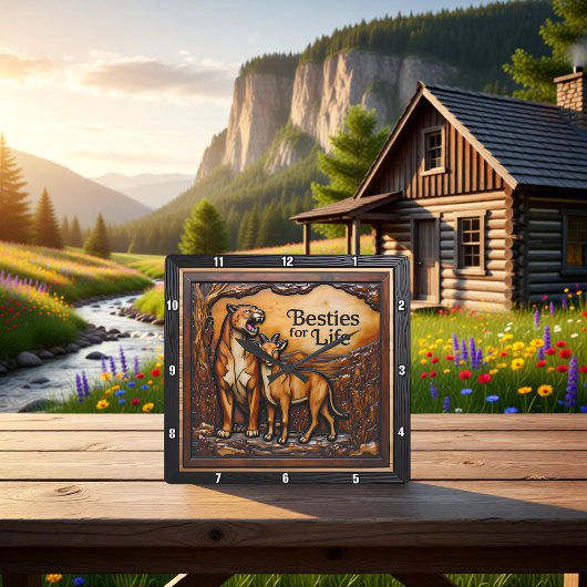 Panther Goat Textured Forest Vierkante Klok