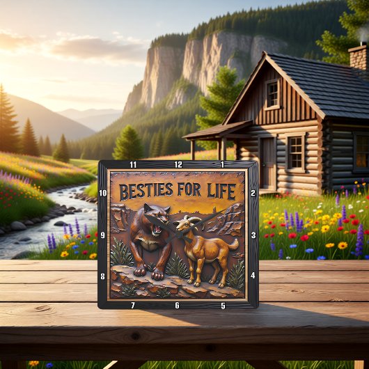 Panther Goat Unlikely Forest Vierkante Klok