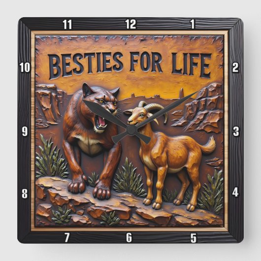 Panther Goat Unlikely Forest Vierkante Klok (Voorkant)