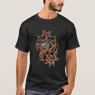 Panther Hearts American Traditional Tattoo Ink Old T-shirt