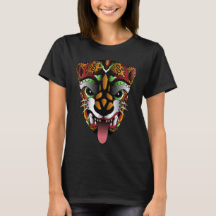 Panther Huichol Sugar Skull Mexican Aztec Ocelot A T-shirt
