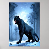 Panther in de sneeuw | AI Art Poster (Voorkant)