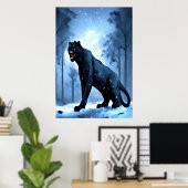 Panther in de sneeuw | AI Art Poster (Thuiskantoor)