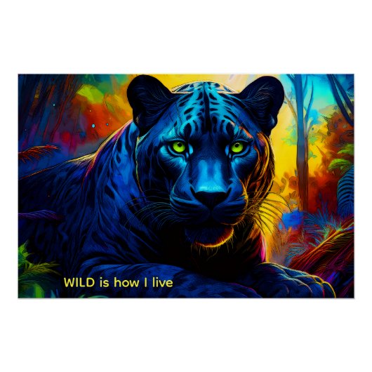 PANTHER in WILD kleur Perfect Poster (Voorkant)