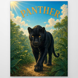 Panther Jungle Trail Watercolor GeoSaga Briefkaart