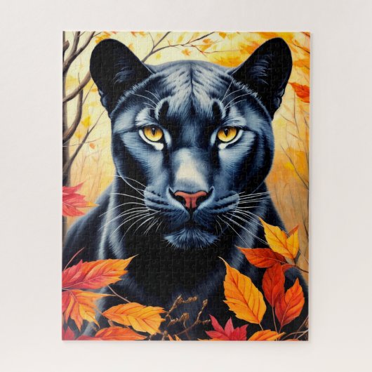 Panther Kat Herfst bladeren Art puzzel Legpuzzel (Verticaal)