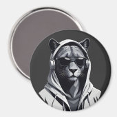 Panther met capuchon Grappig Cool Dier karakter Magneet (Voorkant / Achterkant)
