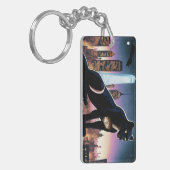 Panther over de daken van New York City Sleutelhanger (Voorkant Links)