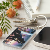 Panther over de daken van New York City Sleutelhanger (Voorkant Rechts)