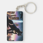 Panther over de daken van New York City Sleutelhanger (achterkant)