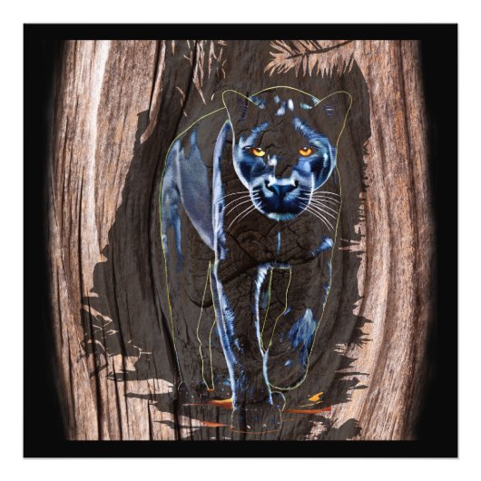 Panther-panter uit hout foto afdruk (Voorkant)