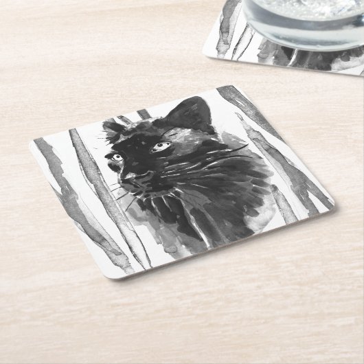 Panther Portrait Kartonnen Onderzetters (Schuin)