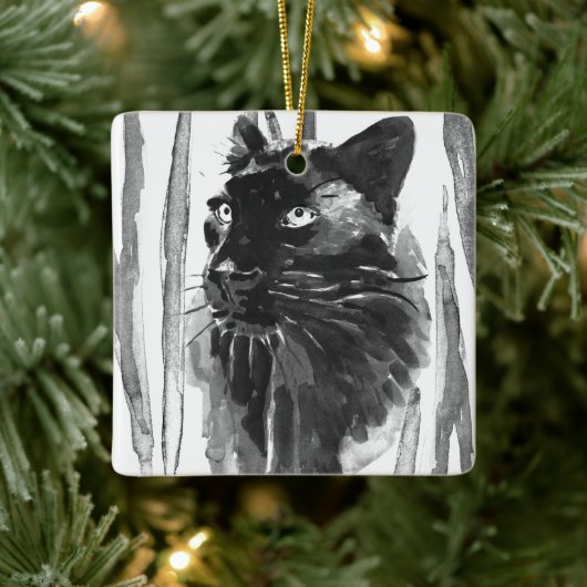 Panther Portrait Keramisch Ornament (Boom)