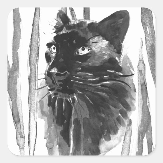 Panther Portrait Vierkante Sticker (Voorkant)
