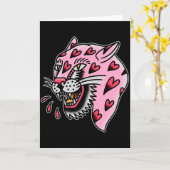 Panther Roze X Hart Liefde Traditioneel Flash Prem Kaart (Gele Bloem)