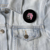 Panther Roze X Hart Liefde Traditioneel Flash Prem Ronde Button 5,7 Cm (In situ)