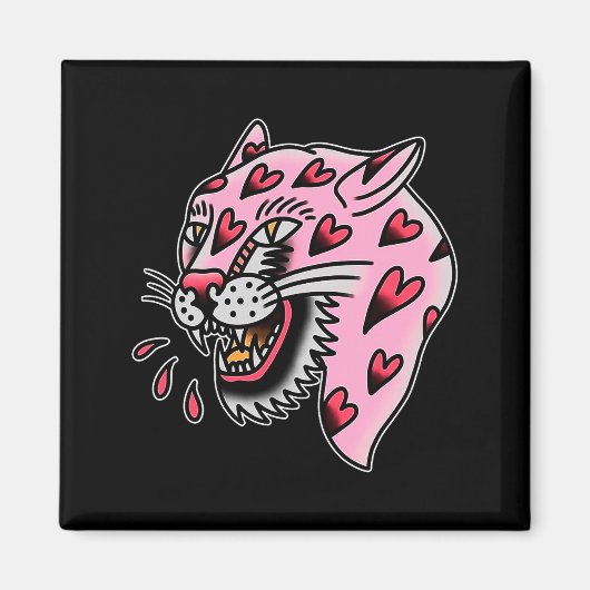 Panther Roze X Hart Liefde Traditionele Flash Prem Magneet (Voorkant)
