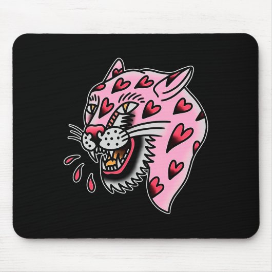 Panther Roze X Hart Liefde Traditionele Flash Prem Muismat (Voorkant)