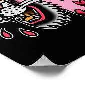 Panther Roze X Hart Liefde Traditionele Flash Prem Poster (Hoek)