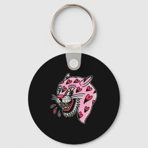 Panther Roze X Hart Liefde Traditionele Flash Prem Sleutelhanger