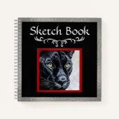 Panther Sketch, Zilveren Rand Zacht Hoesje Sketch Notitieboek (Voorkant)