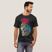 Panther Skull Huichol Mexican Ocelot Quetzal ON BA T-shirt (Voorkant volledig)