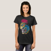 Panther Skull Huichol Mexican Ocelot Quetzal ON BA T-shirt (Voorkant volledig)