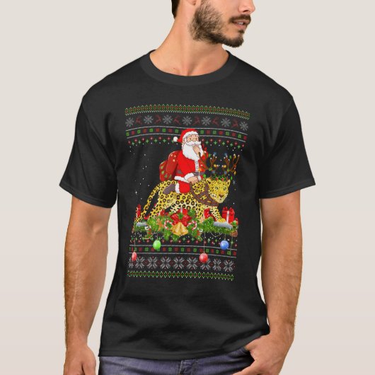 Panther   Ugly Santa Riding Panther Christmas T-shirt (Voorkant)
