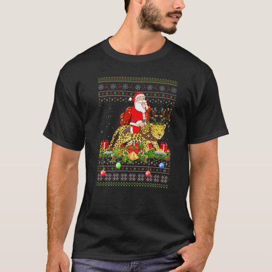 Panther Ugly Santa Riding Panther Christmas T-shirt (Voorkant)