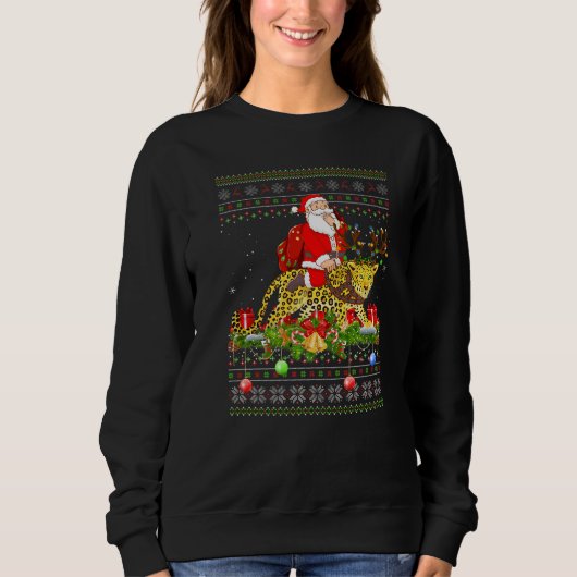 Panther  Ugly Santa Riding Panther Christmas Trui (Voorkant)