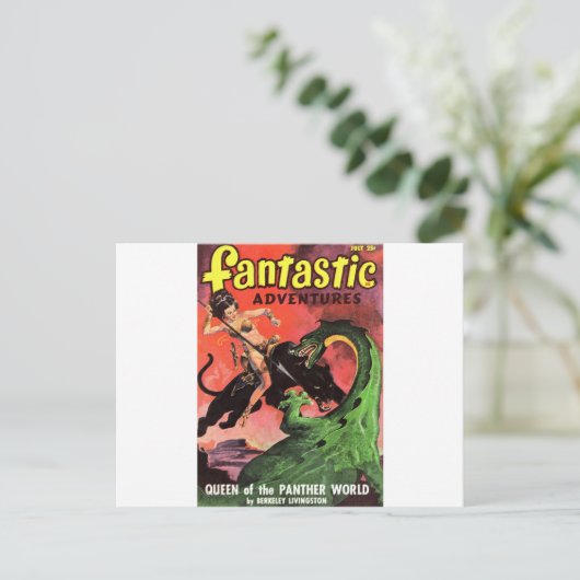 Panther vs Dinosaur Briefkaart (Staand voorkant)