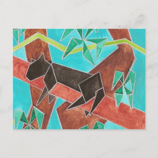 Panther Waterverf Art Briefkaart (Voorkant)