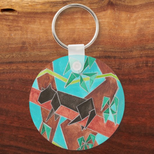 Panther Waterverf Art Sleutelhanger (Voorkant)