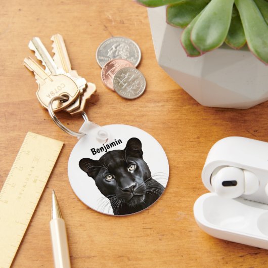 Panther Wild Animal Gepersonaliseerde naam Sleutelhanger (Bureau)