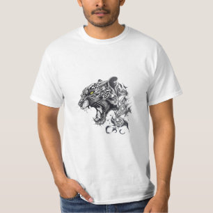 Panther Wild Animal Natuur Illustratie Art Tattoo T-shirt