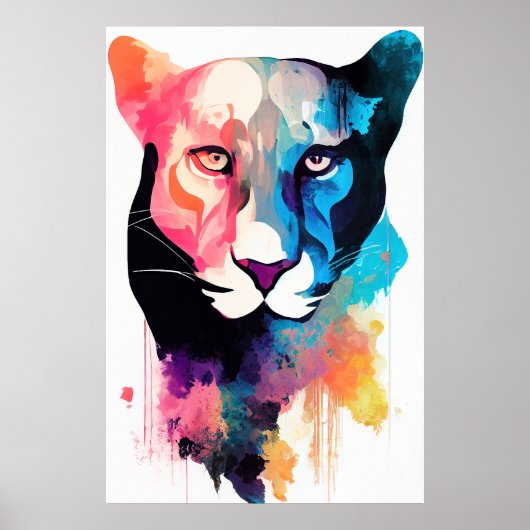 Panther Wilde Natuur Dierlijke Kleur Kunst Schilde Poster (Voorkant)