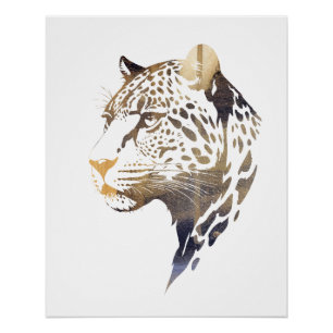 Panther Wildlife Natuur Illustratie Silhouet Perfect Poster