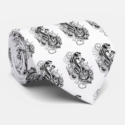 Panther - zwart-wit stropdas (Opgerold)