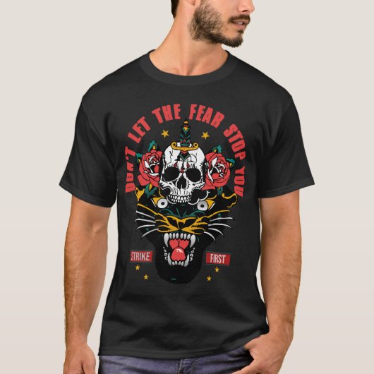 Panthere Black tattoo old school slogan T-shirt (Voorkant)