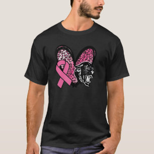 Panthers Breast Cancer Awareness Pink Leopard Hear T-shirt